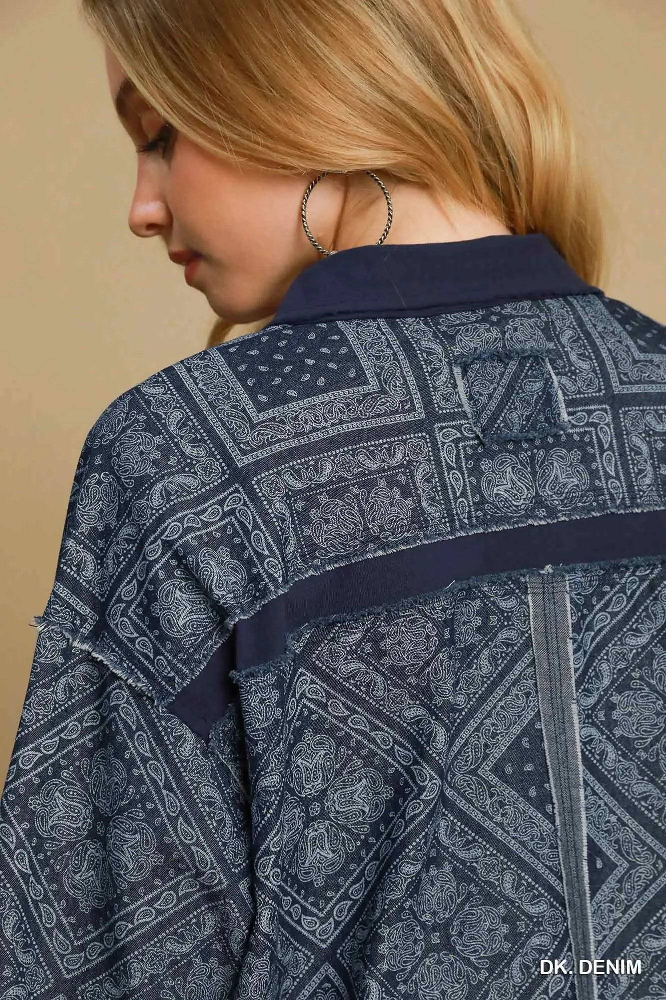 Umgee Quilted Denim Jacket in Dark Denim in Dk. denim