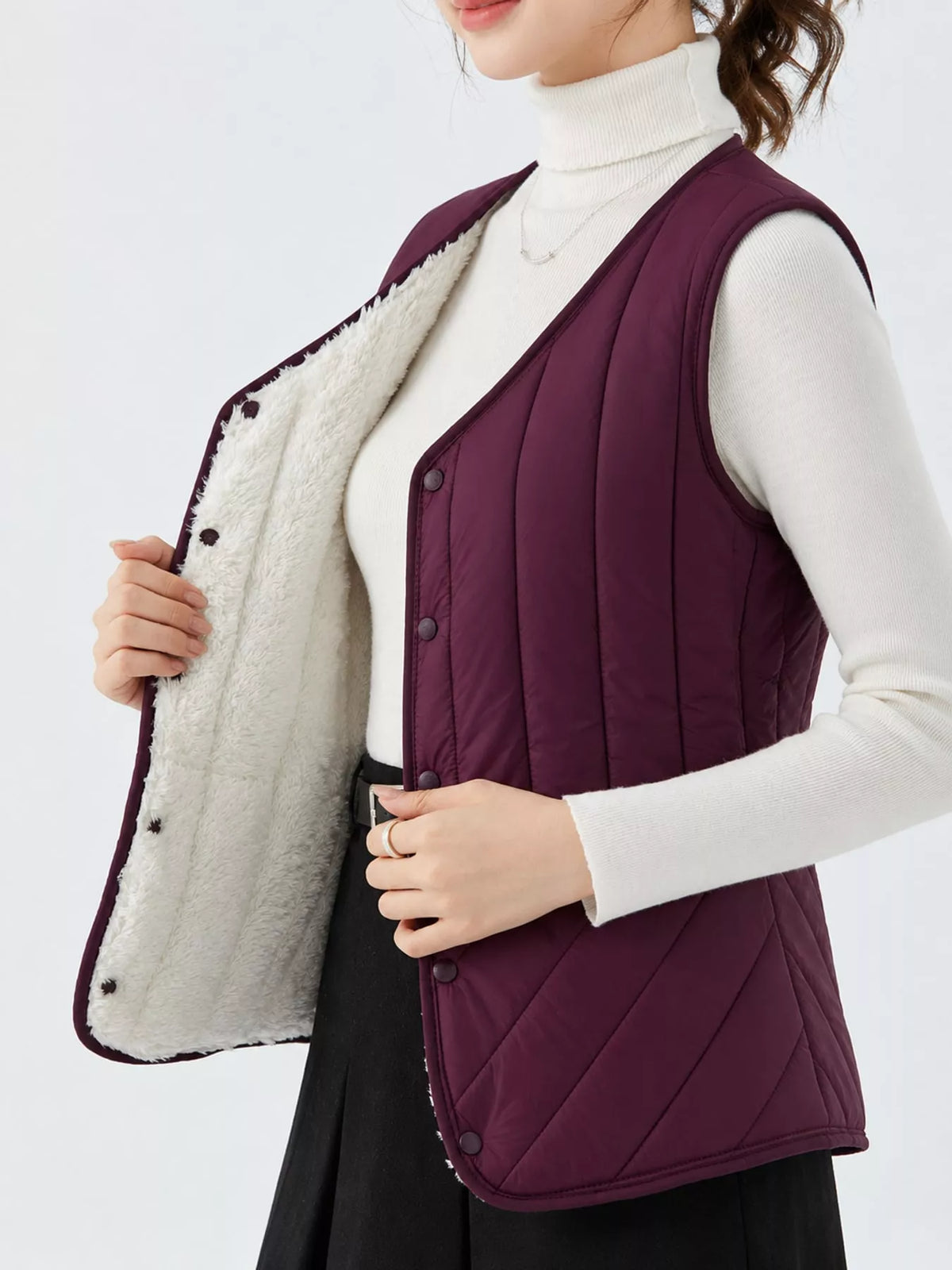 Quilted Button-Up Vest Coat