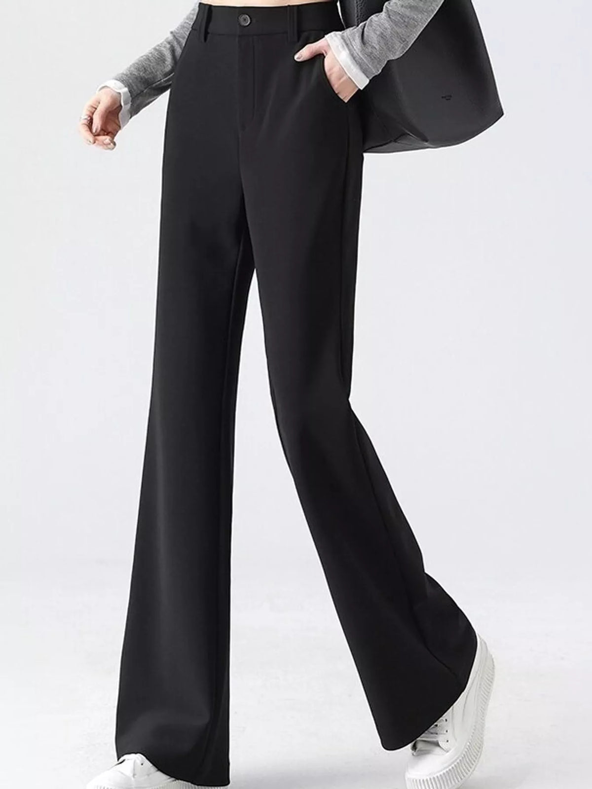 High-Waisted Straight-Leg Pants, Plus Size