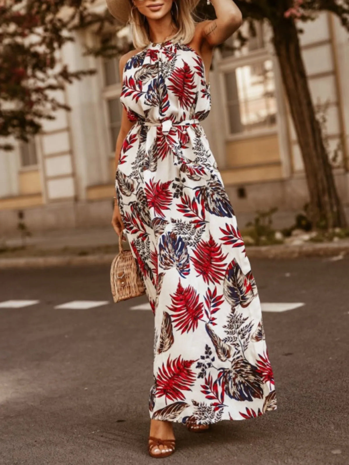 Tropical Floral Halter Dress