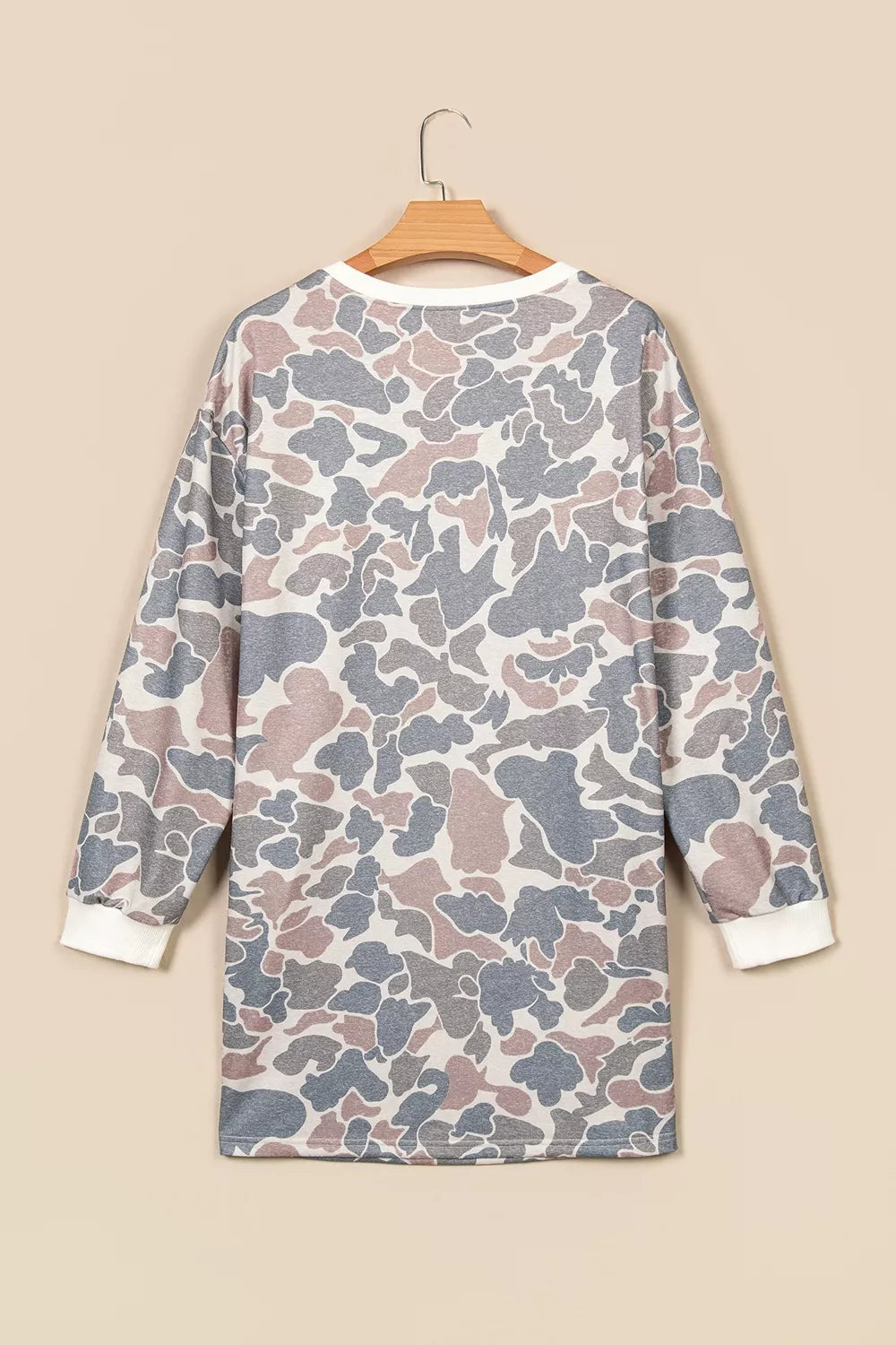 Botanical Camo Print Mini Dress in Gray