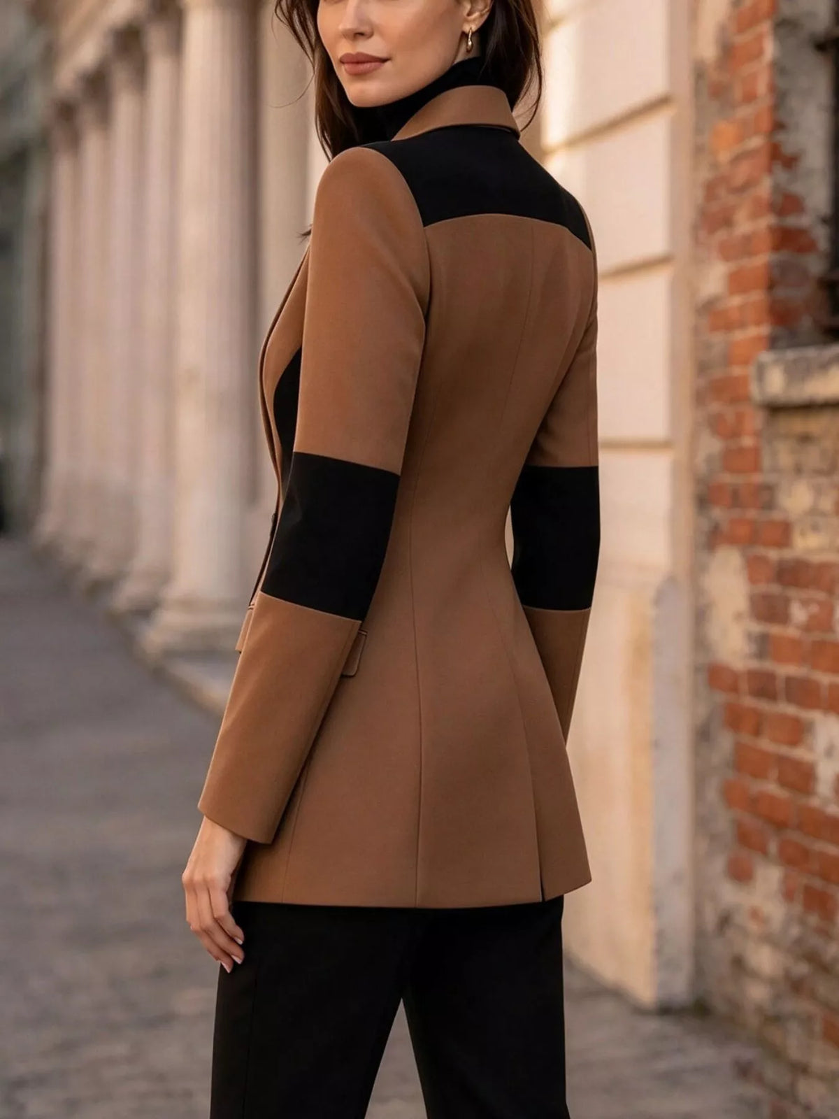 One Button Blazer in Brown