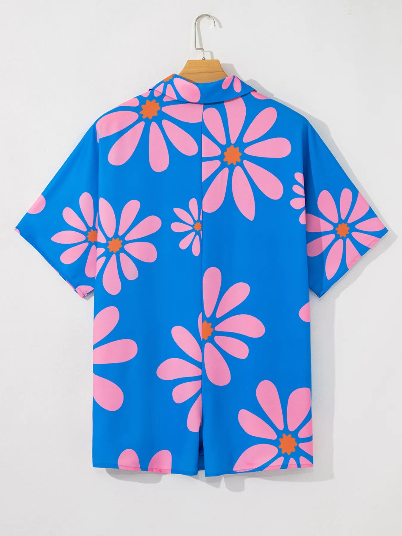 Flower Print Button Front Romper in Blue