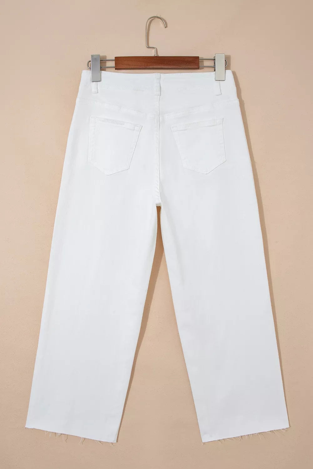Raw Hem Ankle-Length Loose Jeans in White