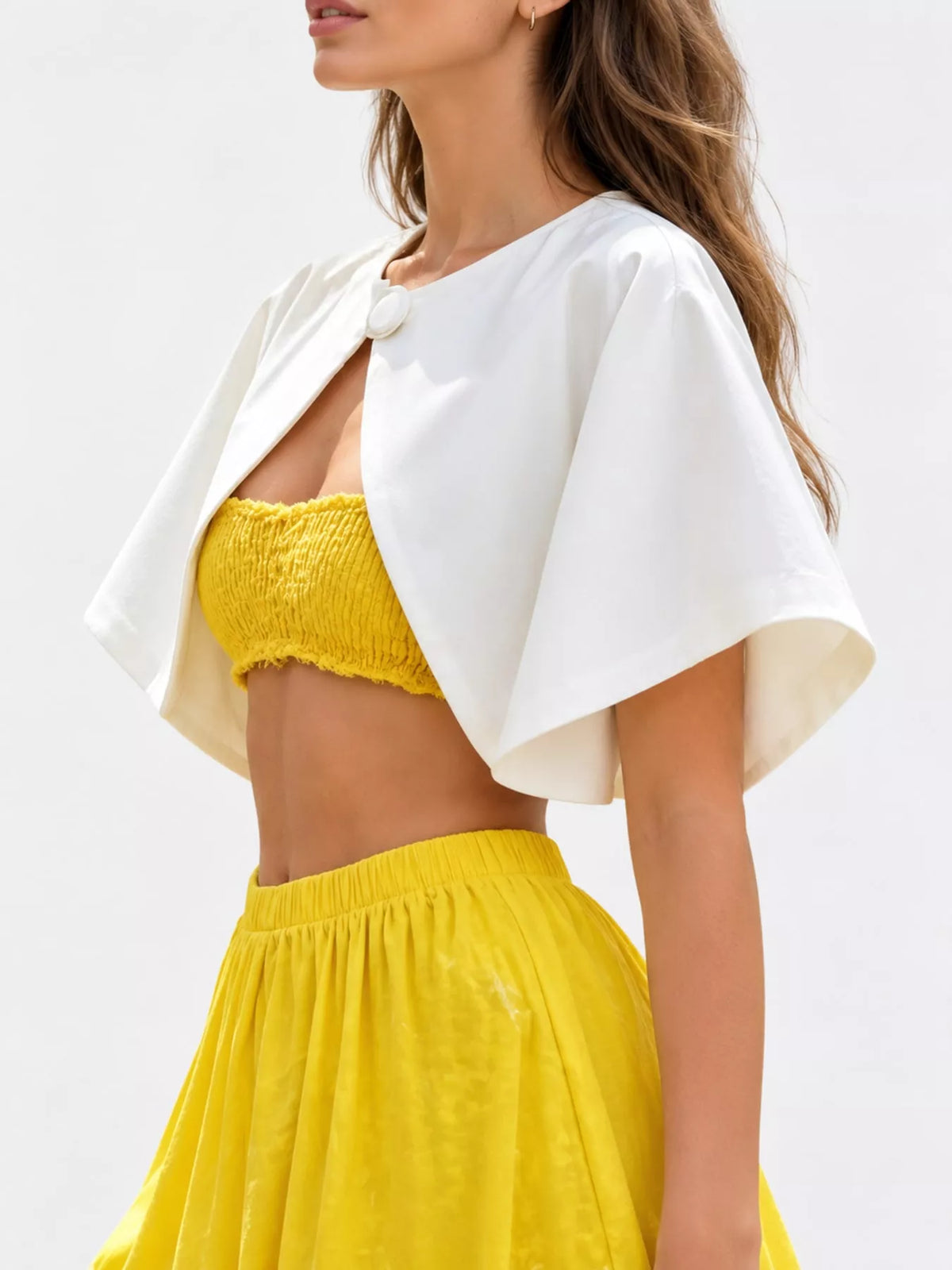 Single-Button Cropped Cape