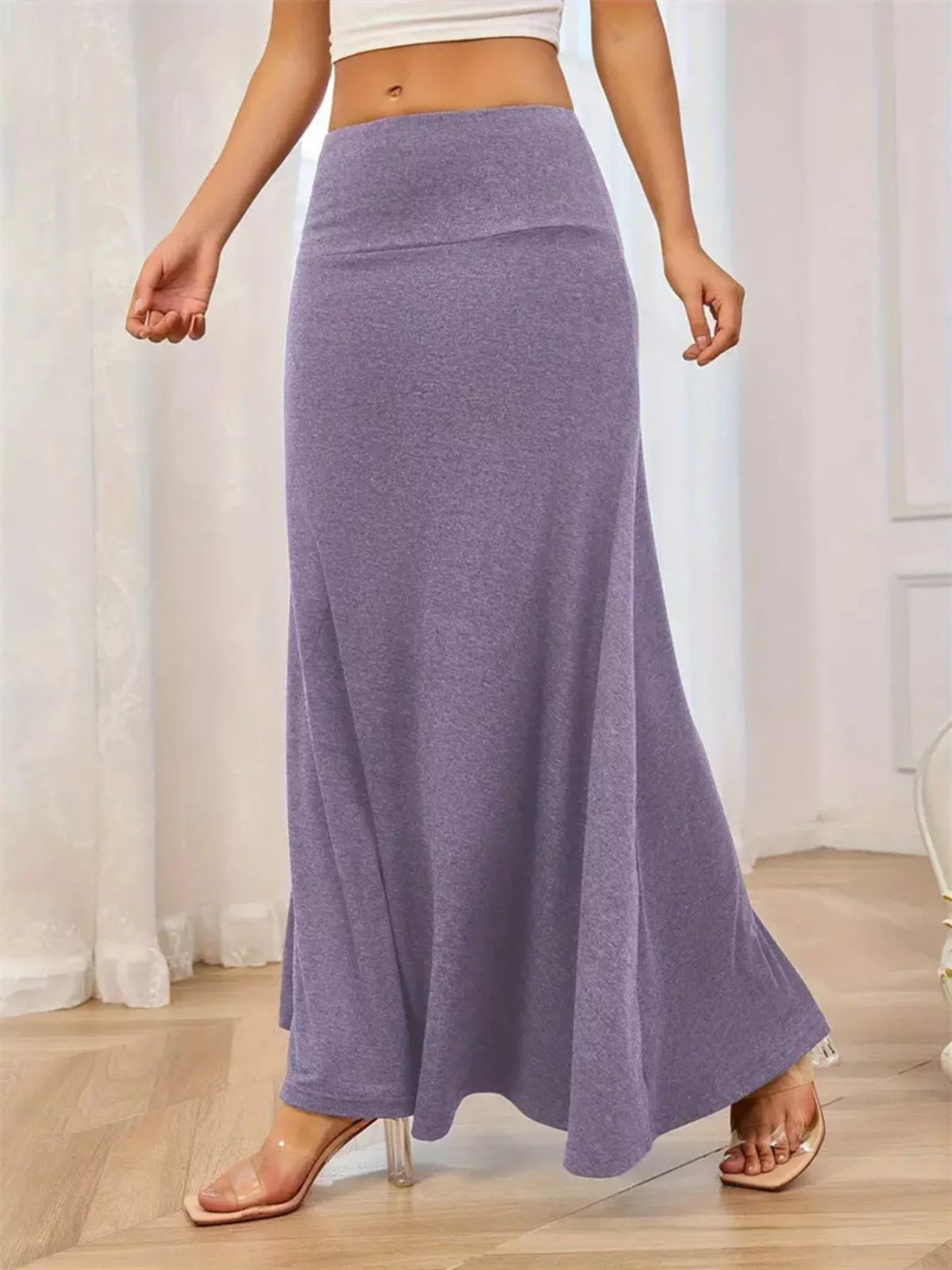 Flowy Maxi Skirt with Wide Waistband