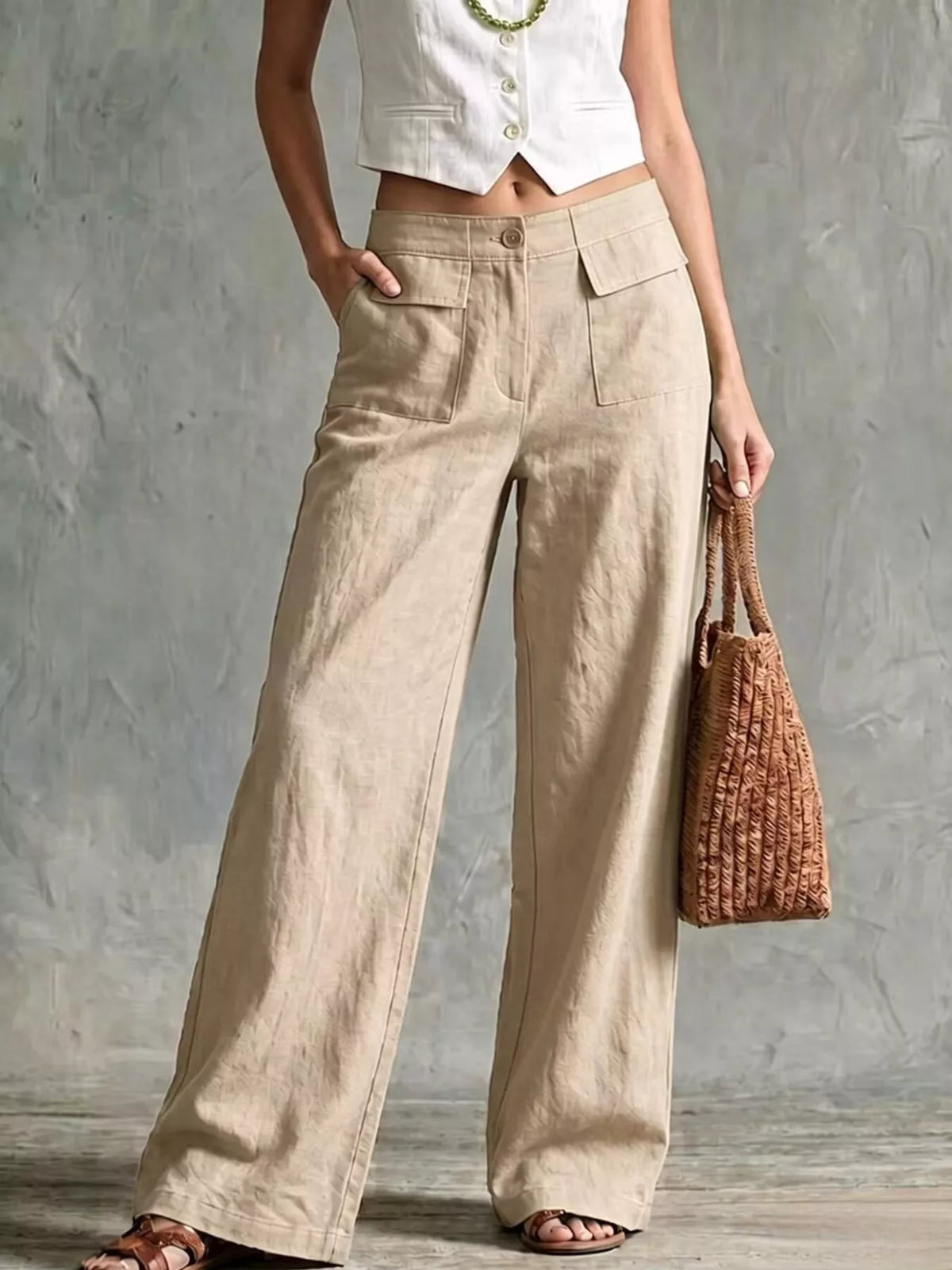 Basic Wide Leg Pocket Pants