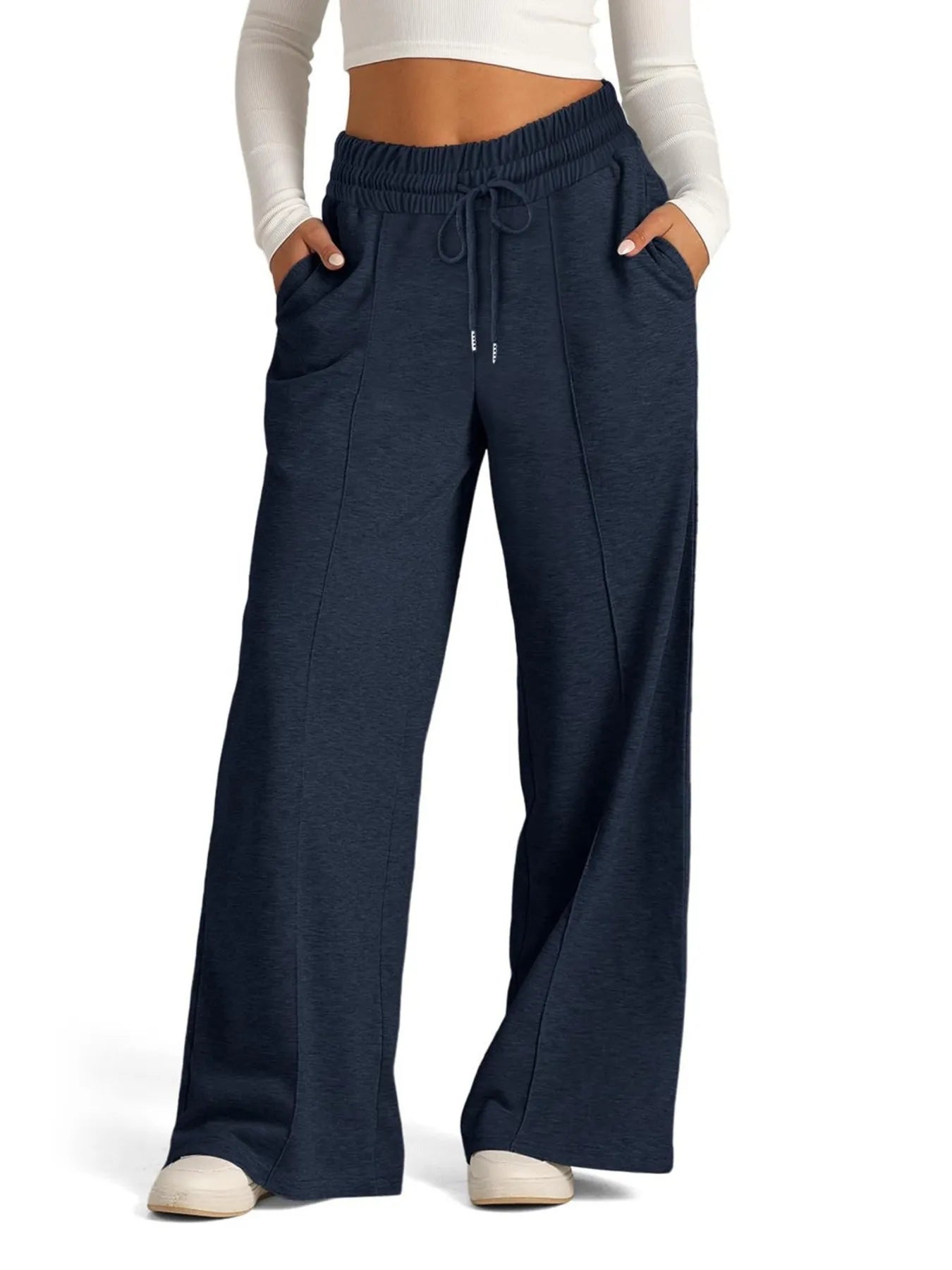 Drawstring Relaxed Wide Leg Pants
