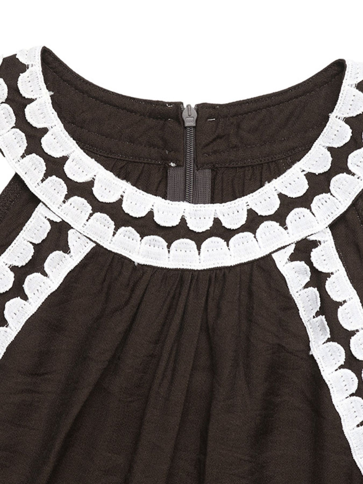 Crochet Trim Sleeveless Maxi Dress in Brown