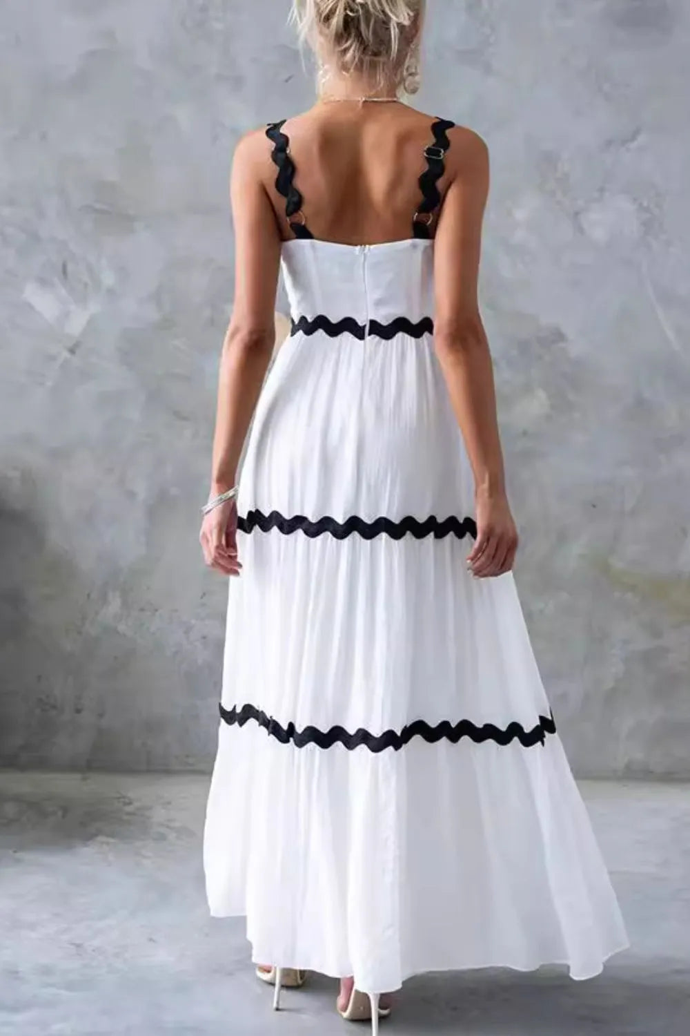 Tiered Maxi Dress with Scalloped Trim by Shenori
