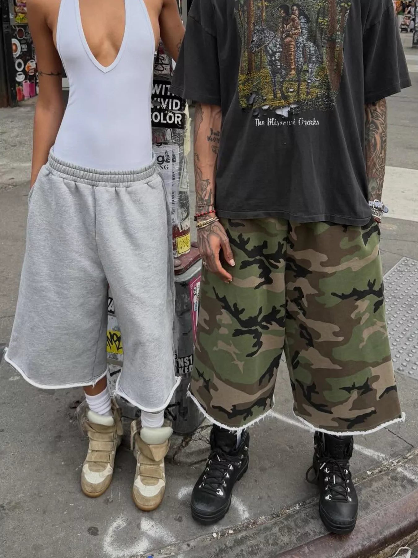 Wide-Leg Cropped Sweatpants with Raw Hem