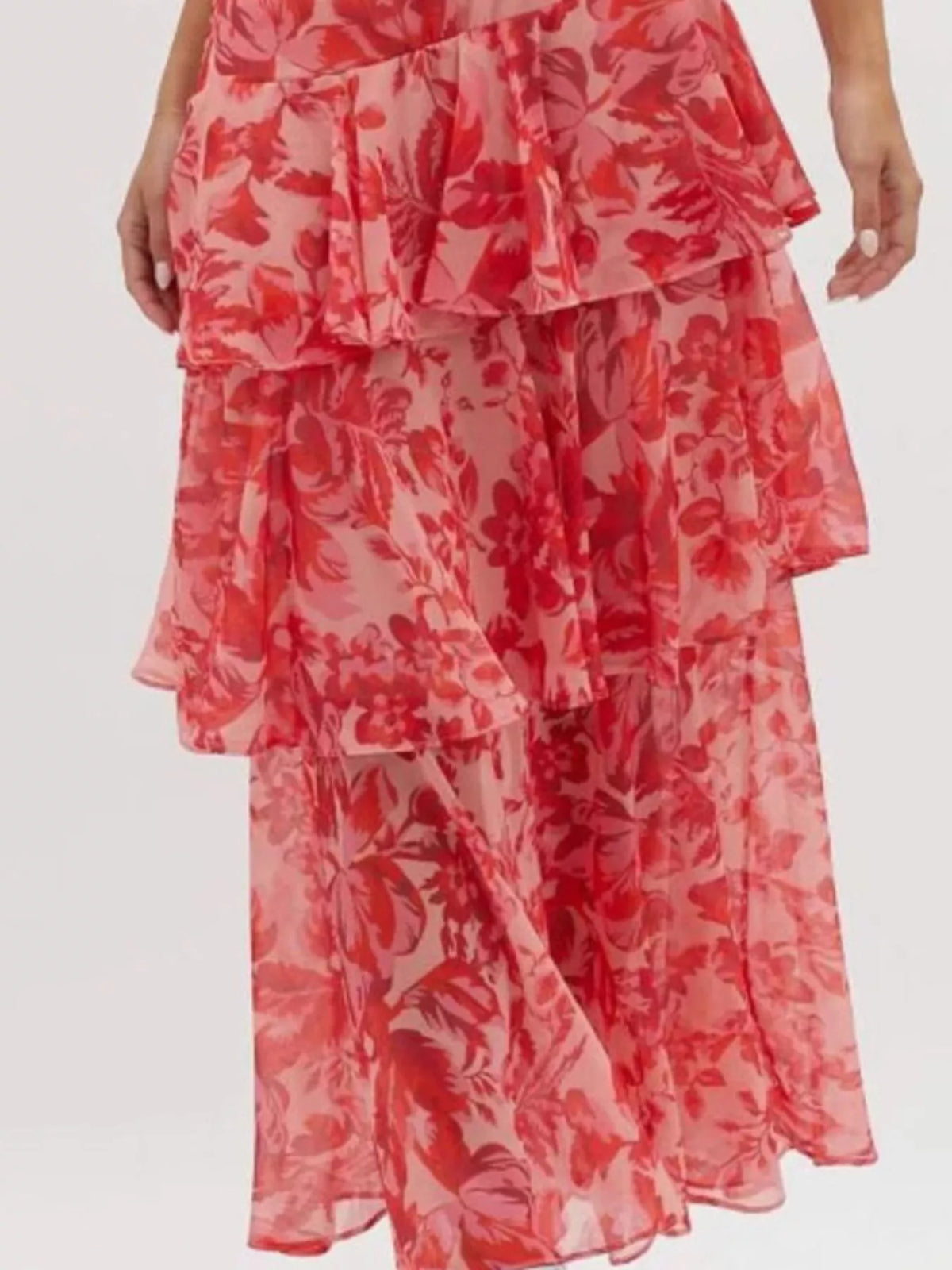 V-Neck Floral Tiered Ruffle Maxi Dress