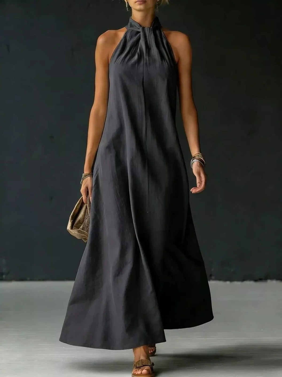 Halter Neck Maxi Dress, Plus Size