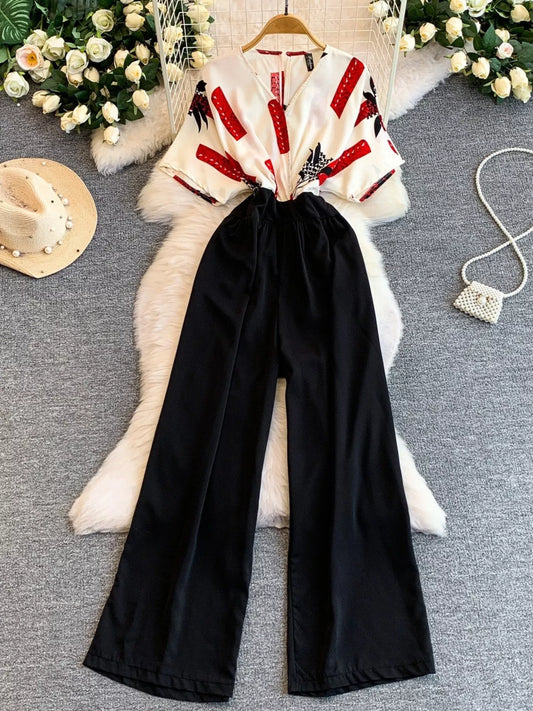Printed Wide Leg Pocket Jumpsuit
