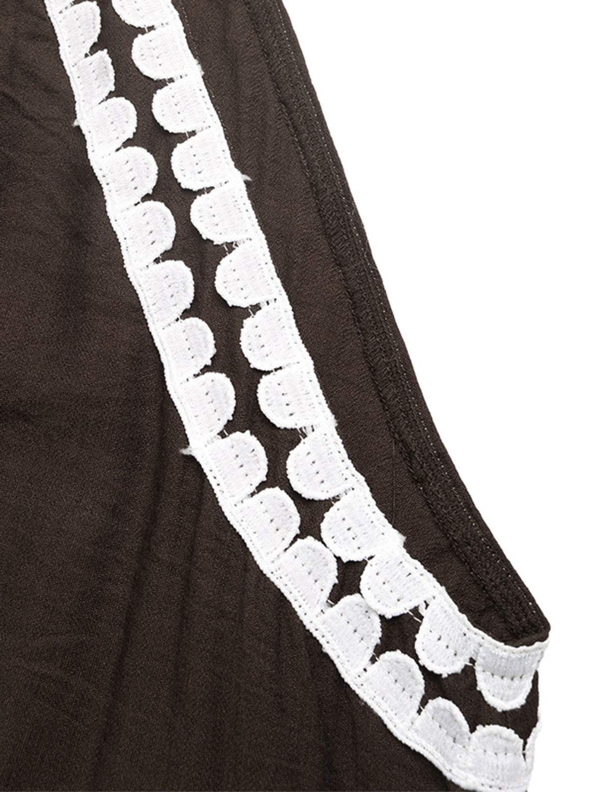 Crochet Trim Sleeveless Maxi Dress in Brown