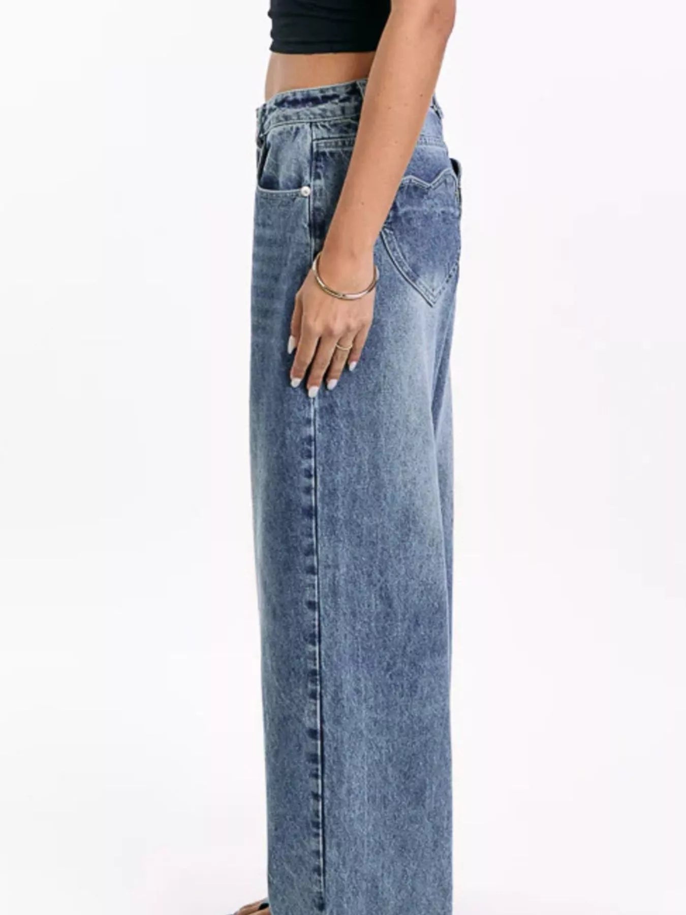 Wide Leg Denim Jeans in Blue