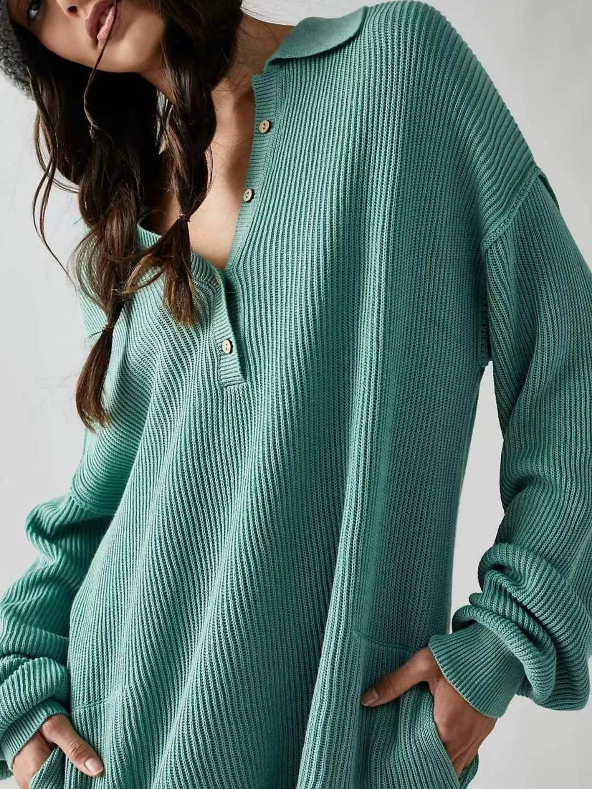 Ribbed Knit Long-Sleeve Romper
