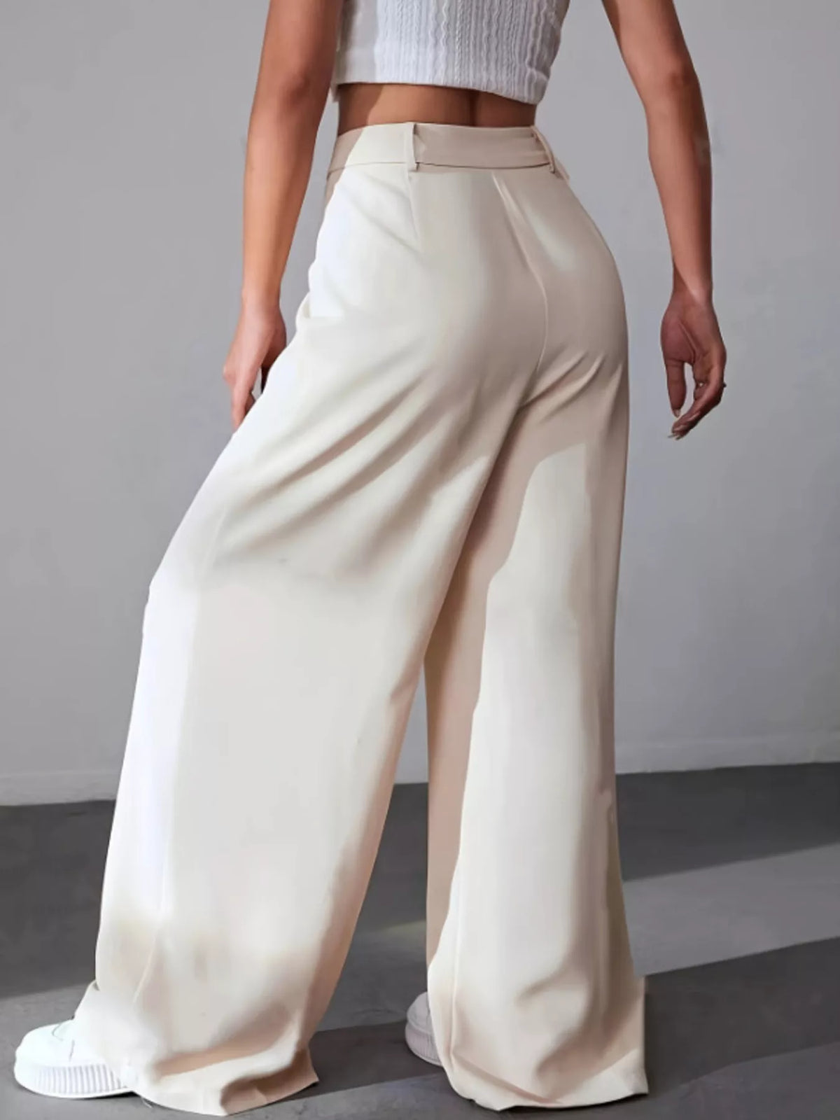 Pleated Wide Leg Pants in Apricot