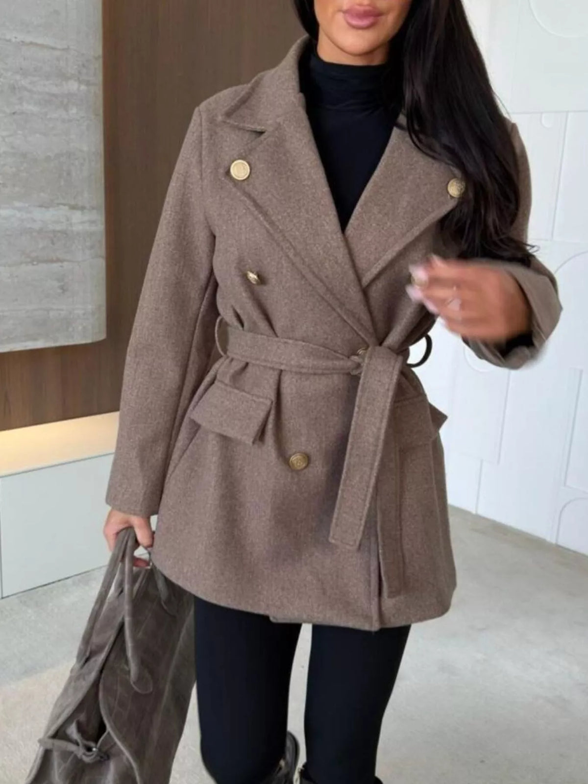 Double-Breasted Belted Coat