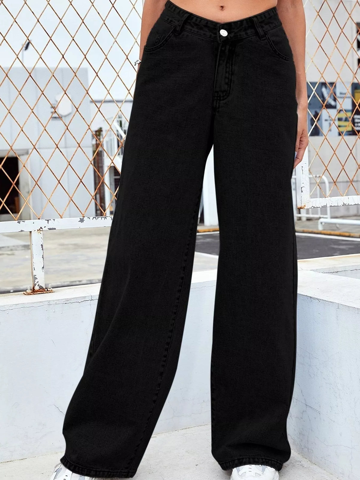 High-Waisted Vintage Wash Jeans
