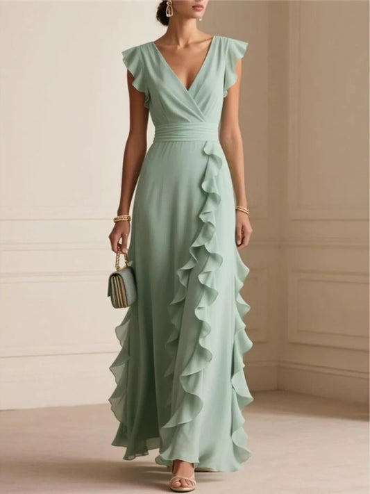 Ruffled Surplice Maxi Dress