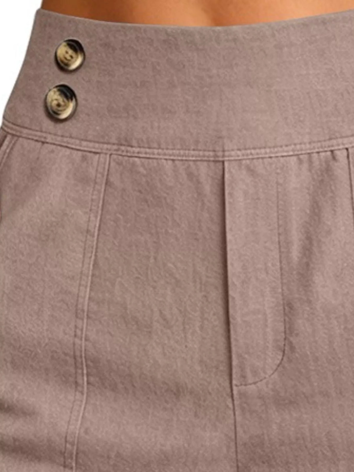 High-Waisted Button-Detail Cropped Pants