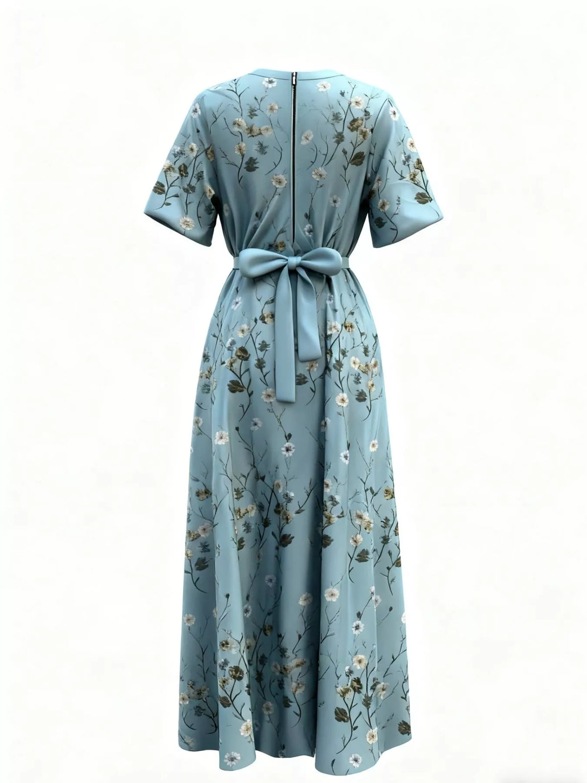 Floral Print Half-Sleeve Maxi Dress with Pockets