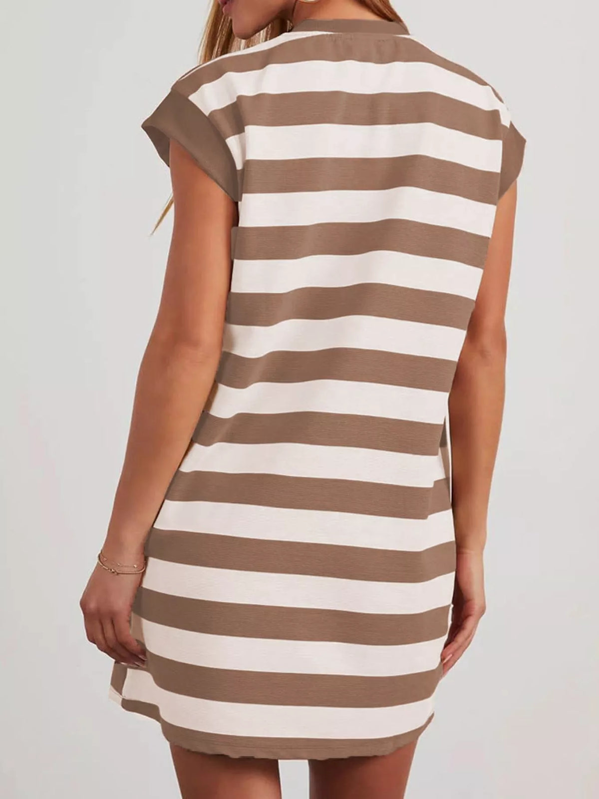 Striped Short Sleeve Mini Dress