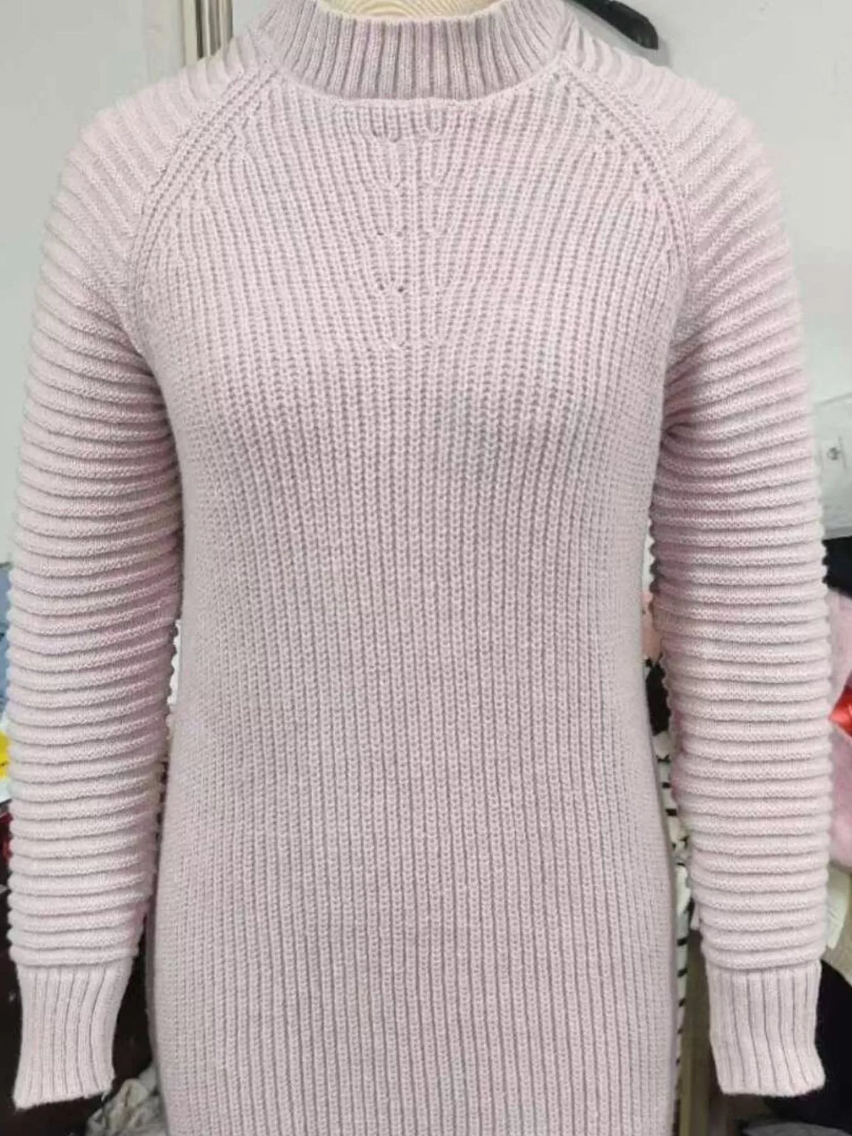 Turtleneck Raglan Sleeve Sweater Dress