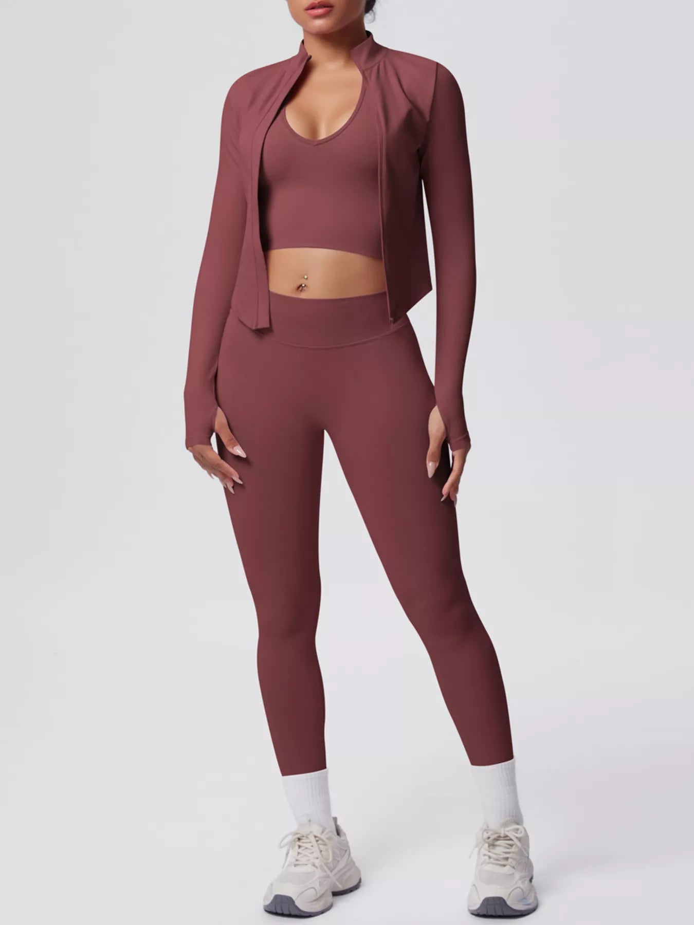 Zip-Up Jacket Tank and Leggings Active Set