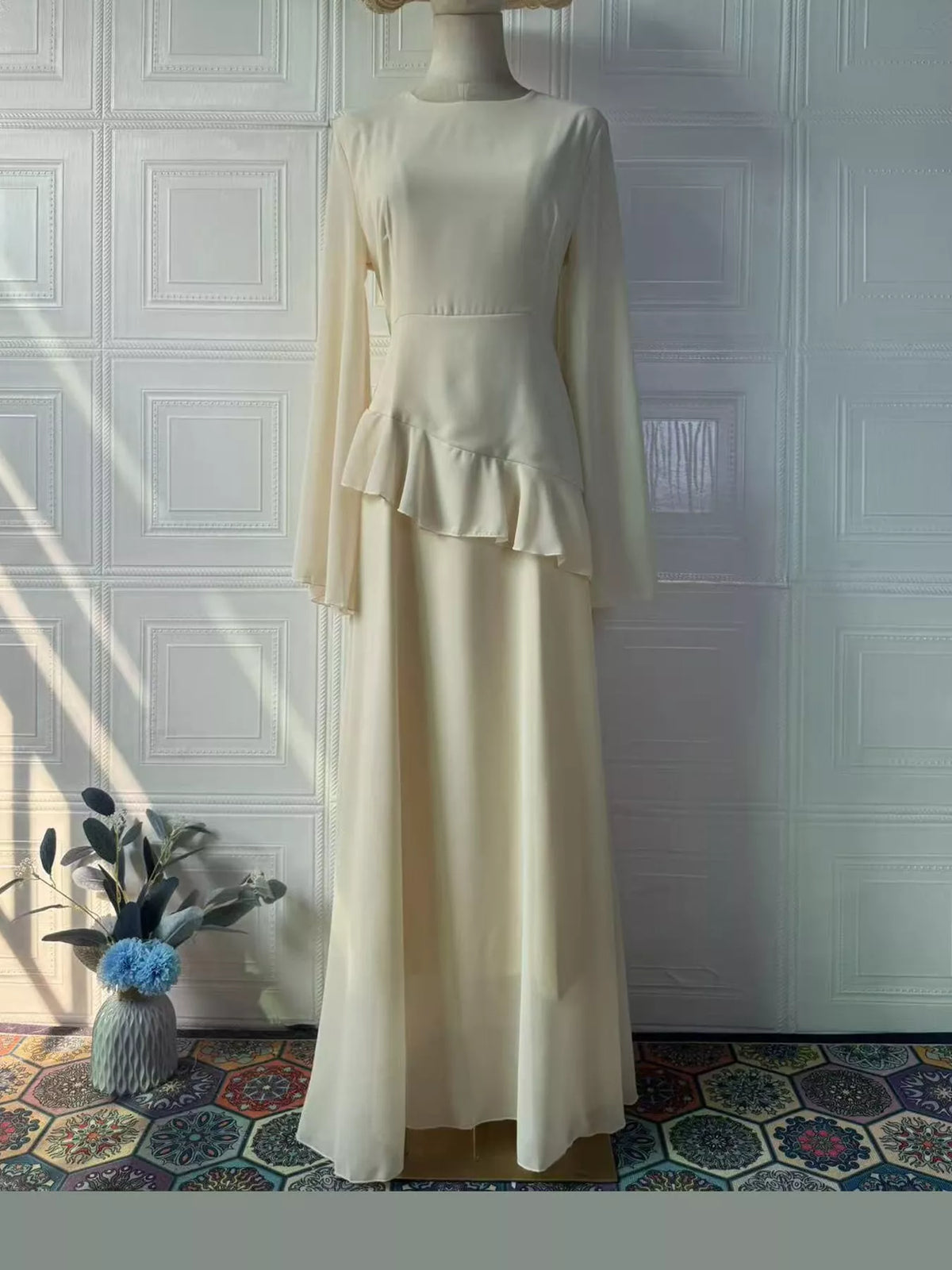 Ruffled Flare Sleeve Maxi Dress