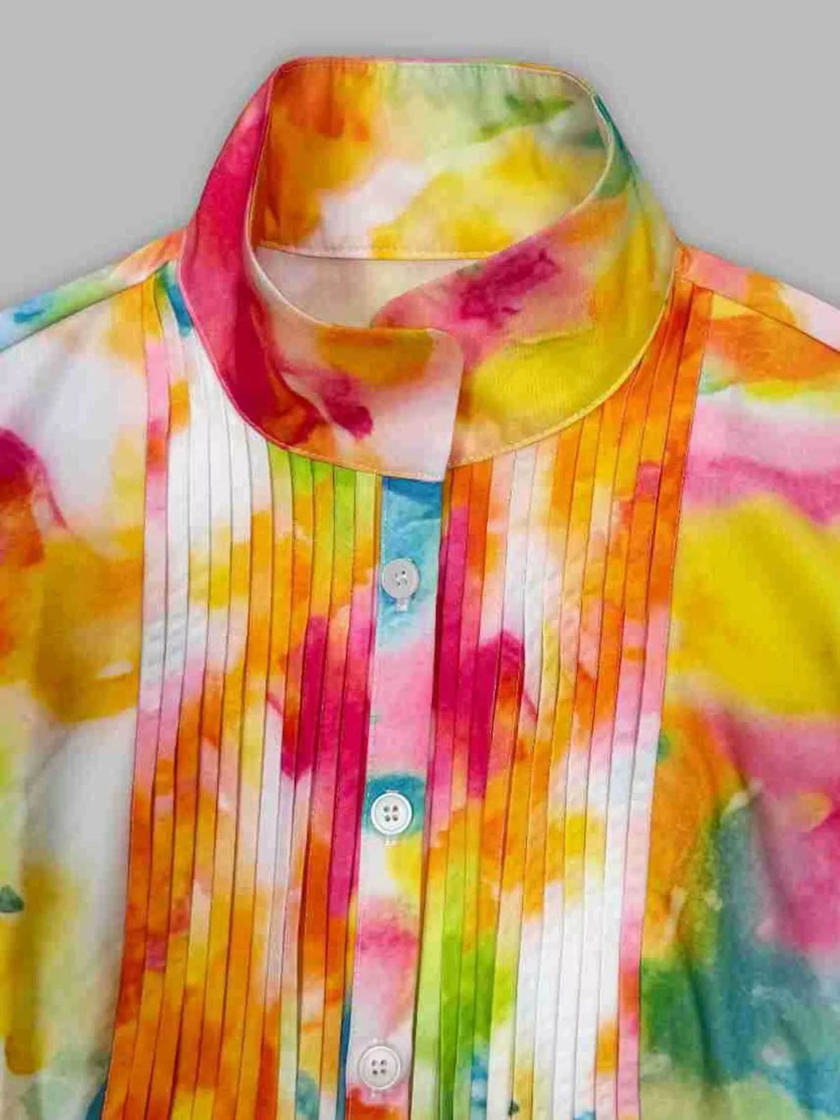 Watercolor Print Button-Down Maxi Dress in Multicolor