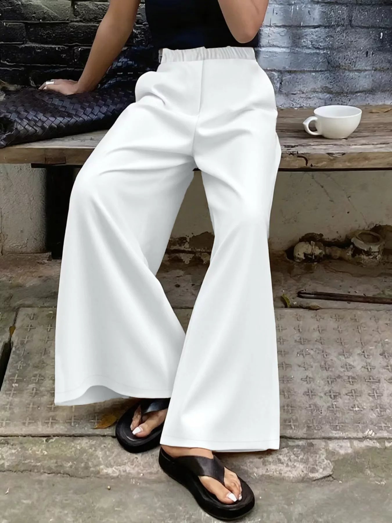 Elastic Waist Wide Leg Pants