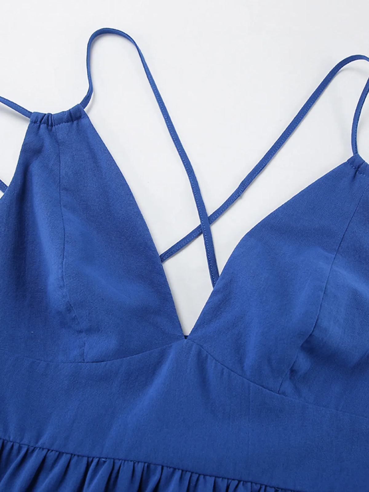 V-Neck Tiered Maxi Cami Dress in Blue