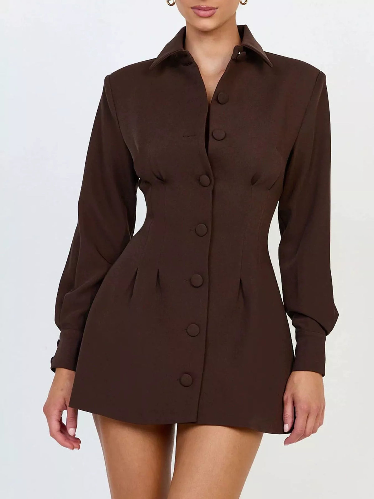 Corset-Style Button-Down Blazer Dress
