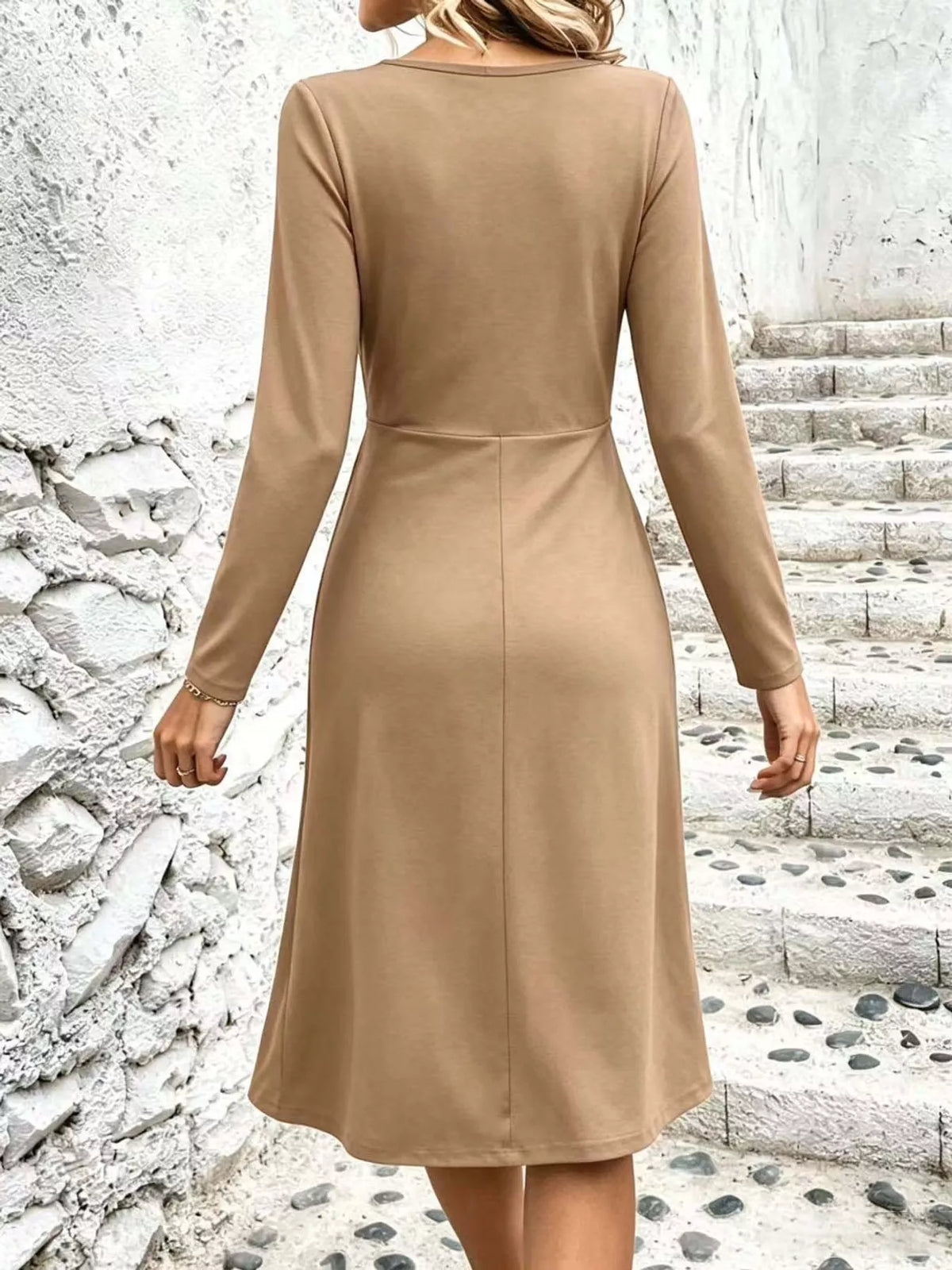 Crisscross Ruched Front Midi Dress