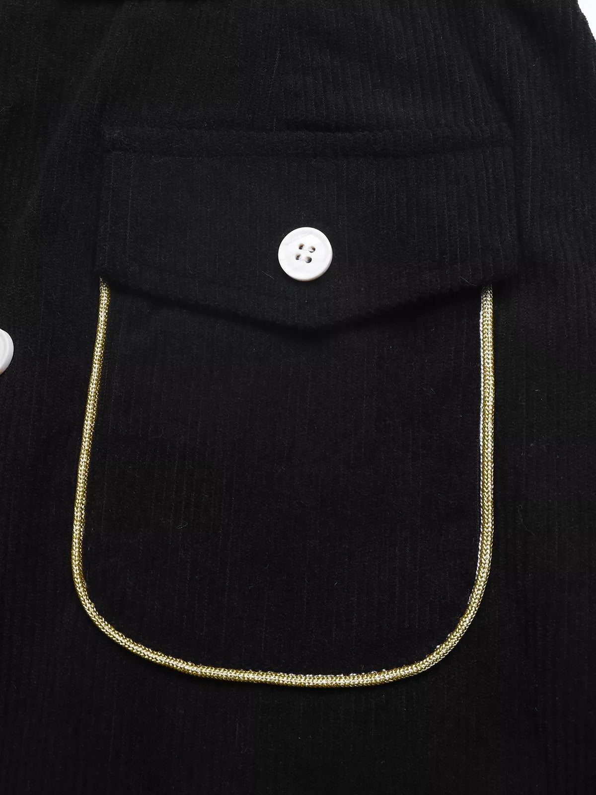 Corduroy Midi Skirt in Black
