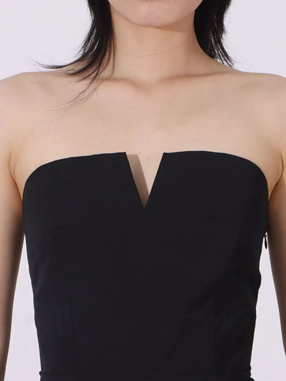 Two-Tone Tube Maxi Dress in Black
