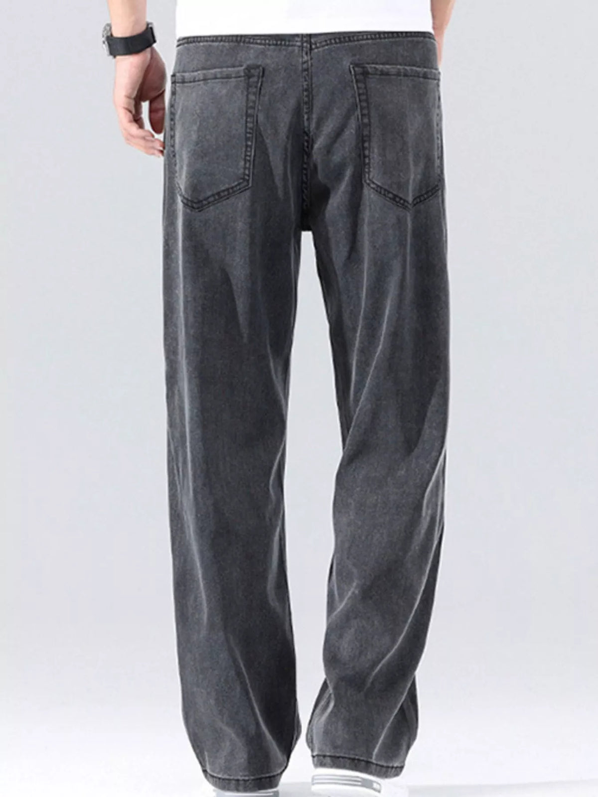 Loose Fit Washed Jeans with Pockets by True Self