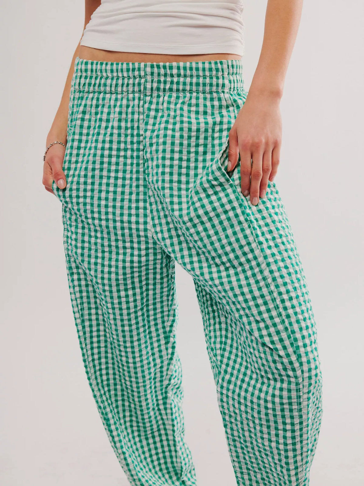 Gingham Relaxed-Fit Pants