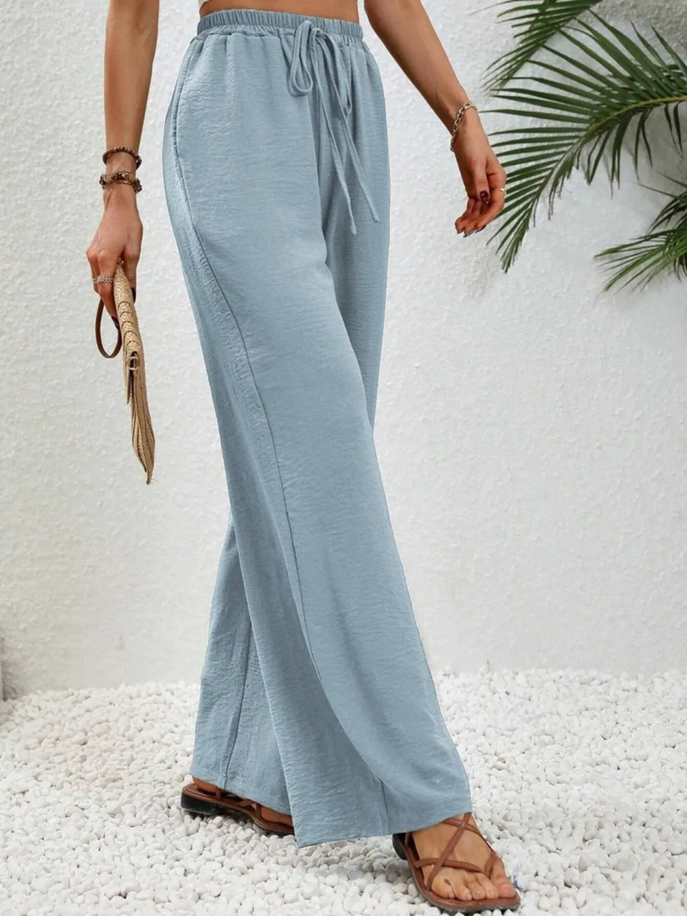 Wide-Leg Drawstring Pants