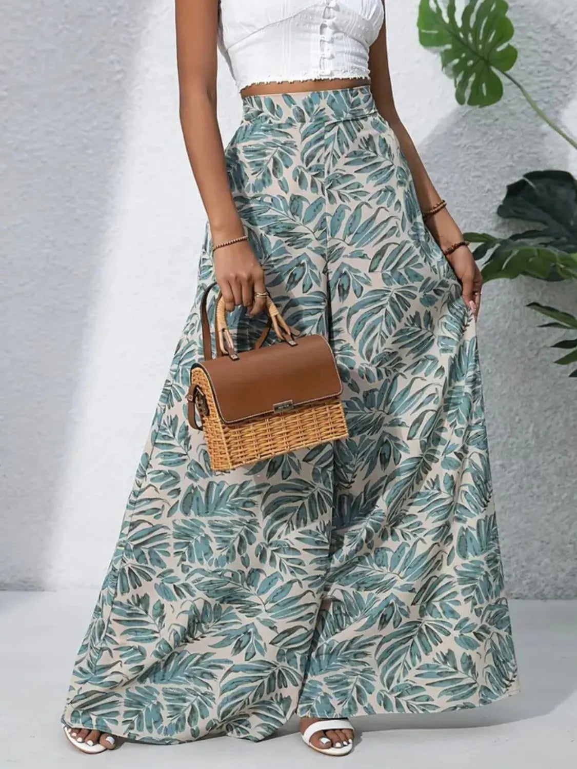 Printed High-Waist Wide Leg Pants