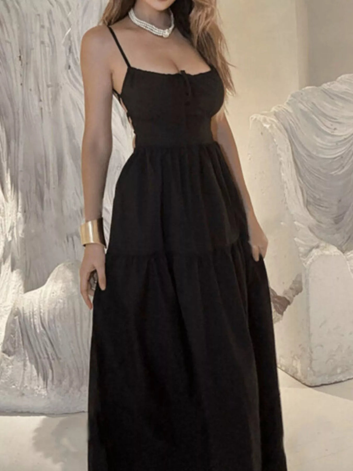 Lace-Up Back Maxi Cami Dress by Calliope