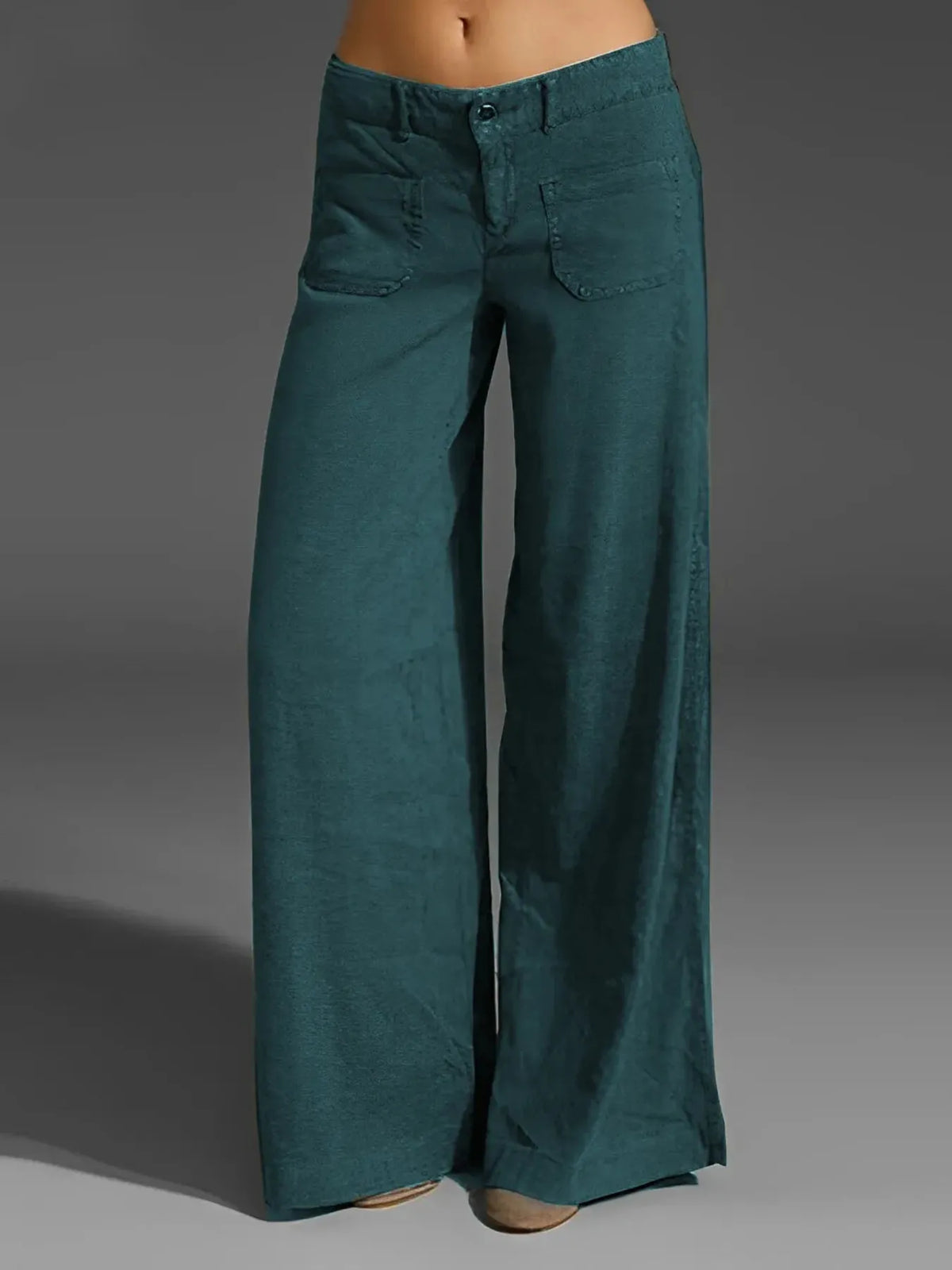 Plus-Size Wide Leg Pants with Pockets
