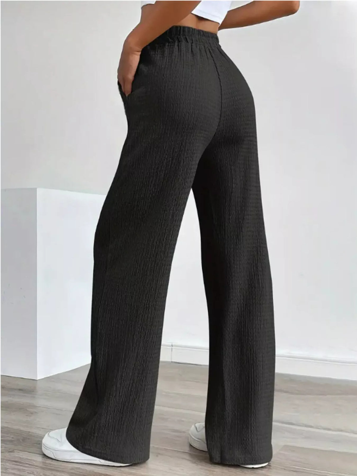 Textured Wide Leg Pants