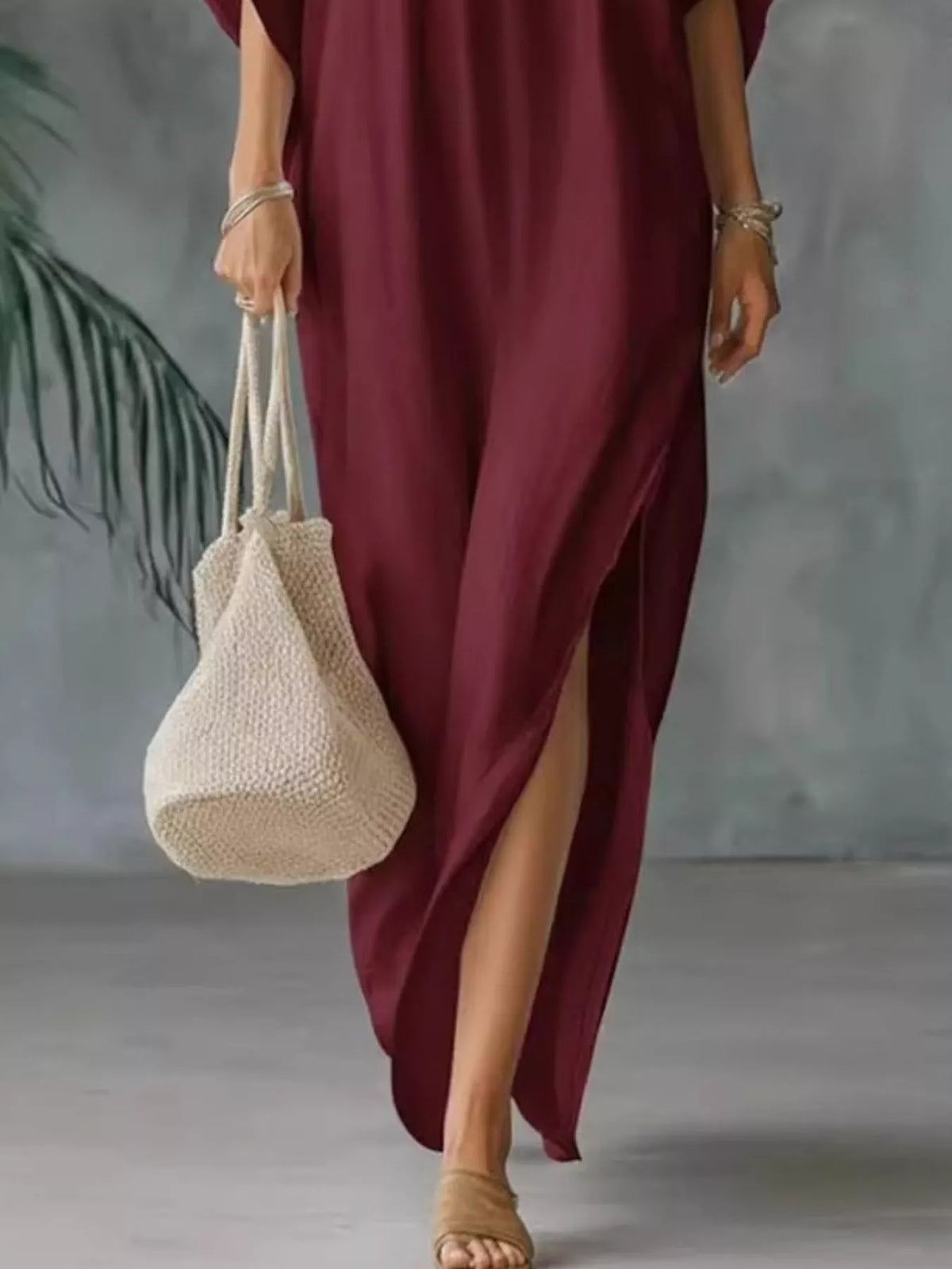 V-Neck Maxi Dress with Side Slits