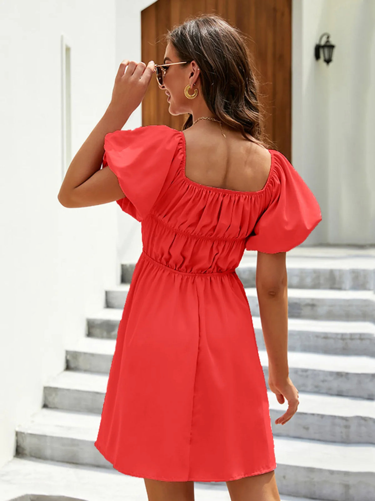 Off-Shoulder Puff Sleeve Mini Dress by ArtisticExpression