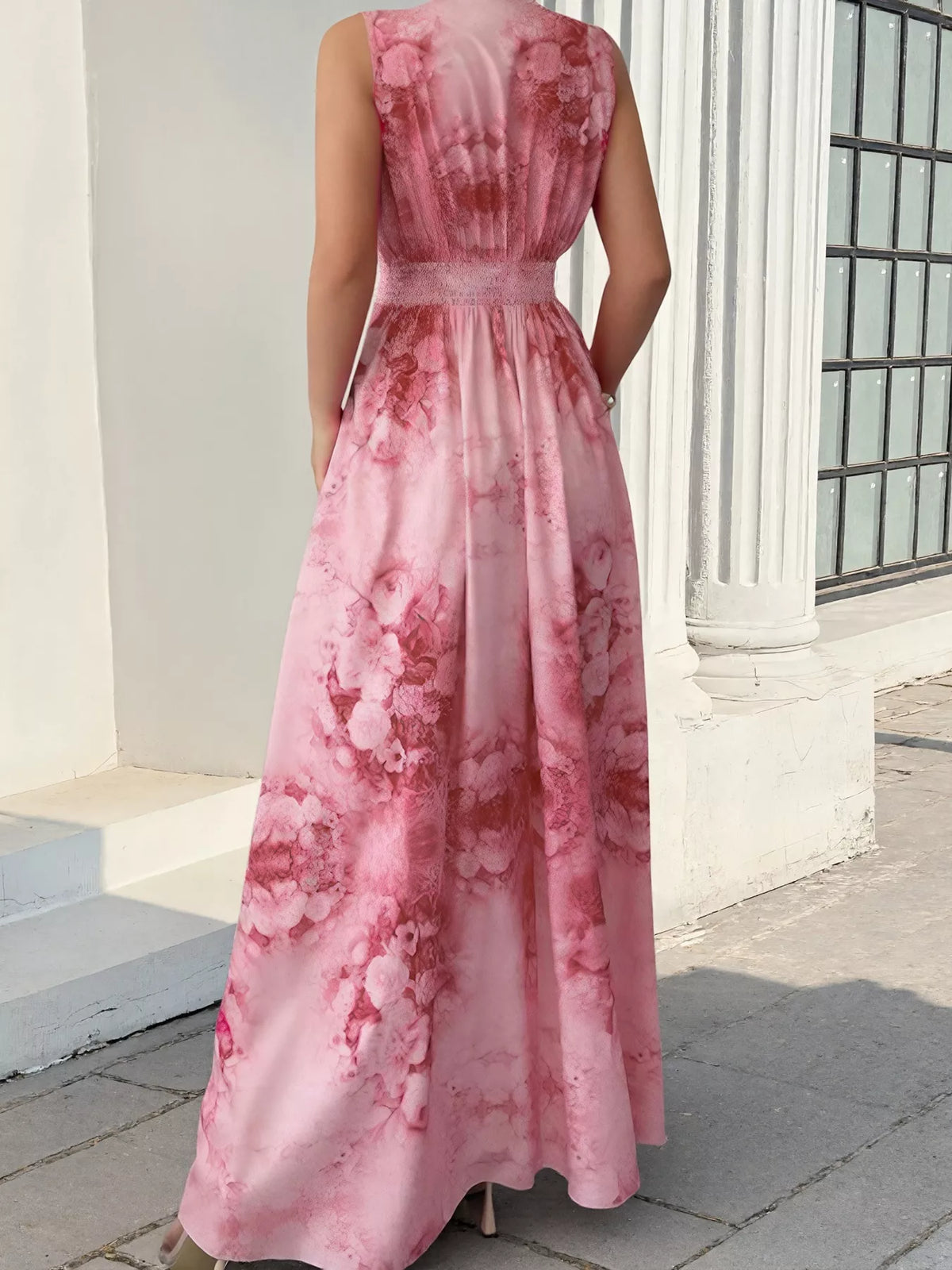 Floral Print Sleeveless Maxi Dress in Red