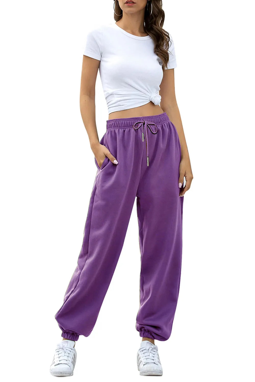 Tie-Waist Joggers with Pockets in Rich Hues by K&L