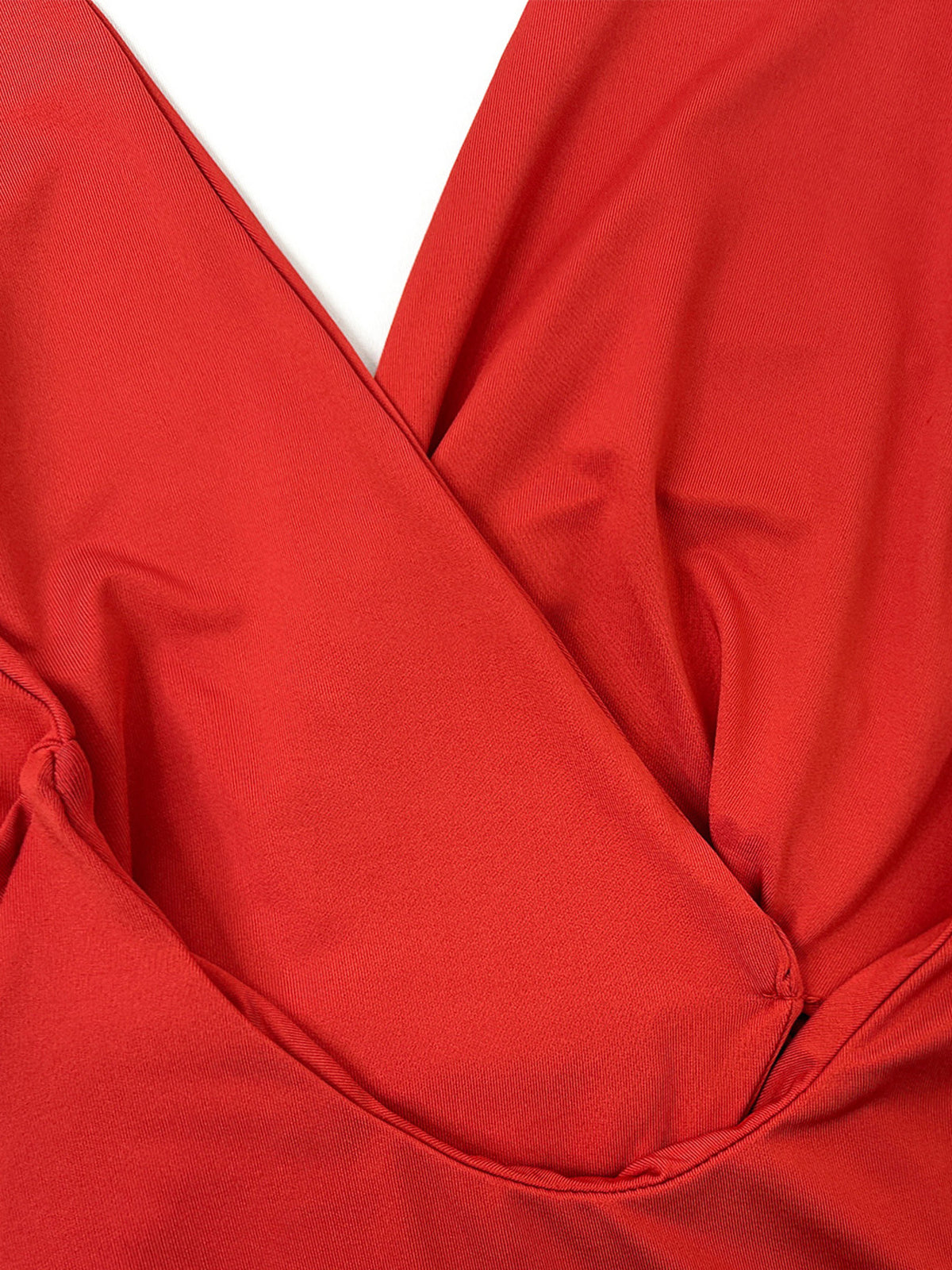 Halter Neck Twist Front Mini Dress in Deep Red